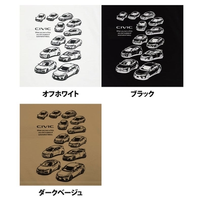 2401HD41-07 シビック Honda CIVIC HISTORY Tシャツ