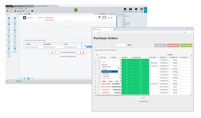 ローコード開発プラットフォーム「OutSystems」で利用できるコンポーネント「Data Grid」