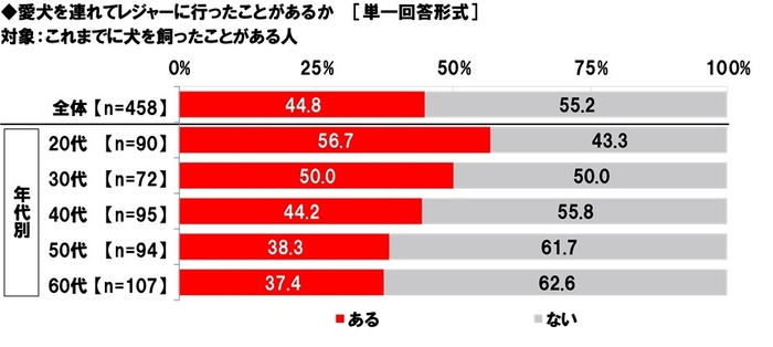 愛犬を連れてレジャーに行ったことがあるか