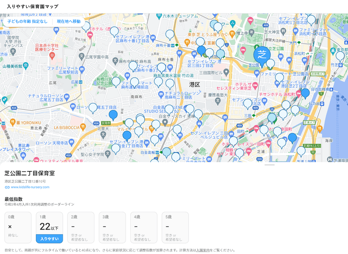 入りやすい保育園マップ