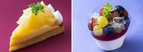 【左】梨のタルト 【右】葡萄のヴェリーヌ