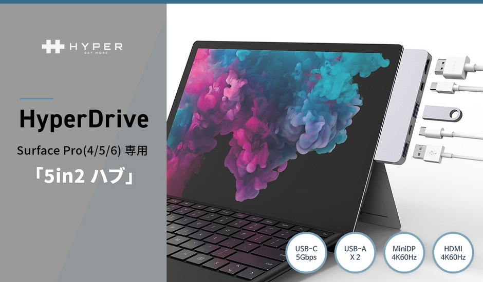 HyperDrive Surface Pro(4/5/6)専用 5in2 Hub