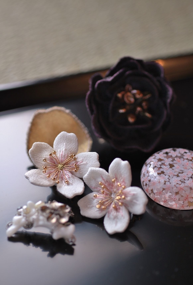 Matsuyoiコサージュ・竹原氏桜ガラスオブジェ