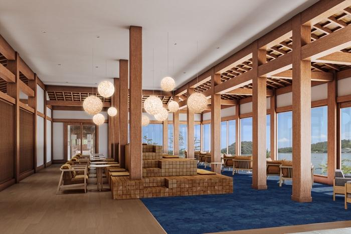 地元の文化財を魅力そのままに改修した店内の空間