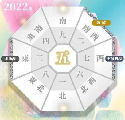 2022年の年間吉方位・凶方位を表す年盤