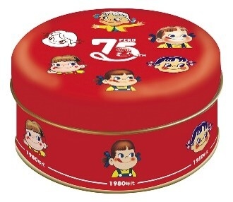 ミルキー缶（ペコちゃん75thデザイン）