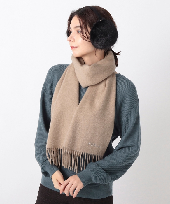 フルラカシミヤ100%ストール無地ロゴ入24-135-46014