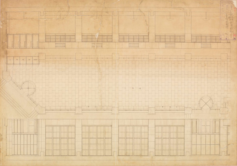 大阪中央郵便局図面より「参考10号公衆溜展開図縮尺１/50(製作年代不詳)