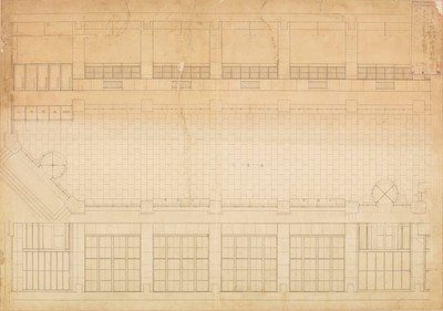 大阪中央郵便局図面より「参考10号公衆溜展開図縮尺１/50(製作年代不詳)
