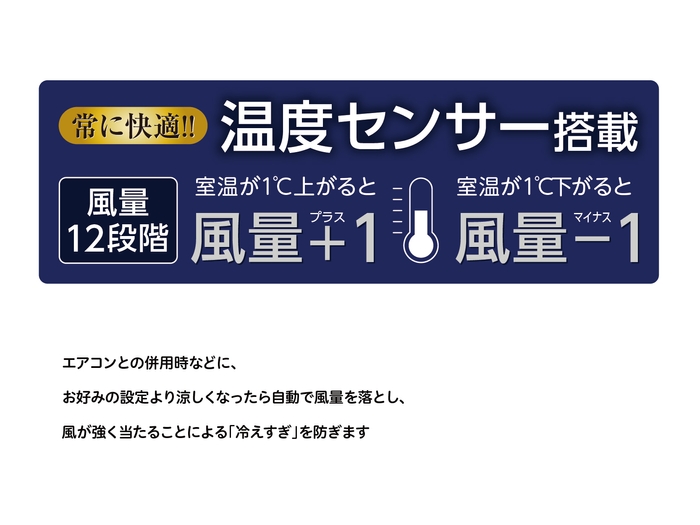 温度センサーが室温に応じて風量を調整
