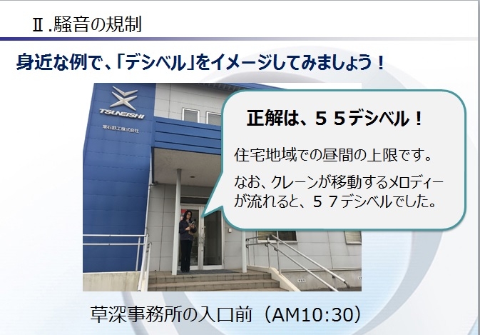 実際に常石鉄工 草深事務所で測定した音の大きさを紹介