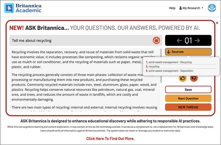 ブリタニカリサーチツール(英語版)に AI検索アシスト『ASK Britannica』を搭載！ ～AIによる高度な検索機能で、 より適切かつ関連性の高い回答を提供～
