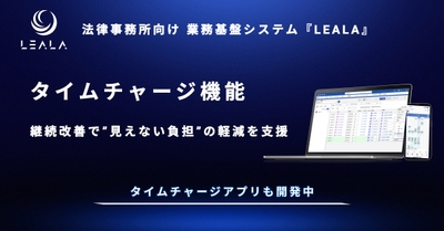 業務基盤システム『LEALA』の機能「タイムチャージ管理」に4年間で90件の機能改善 法律事務所の“見えない負担”の軽減を支援
