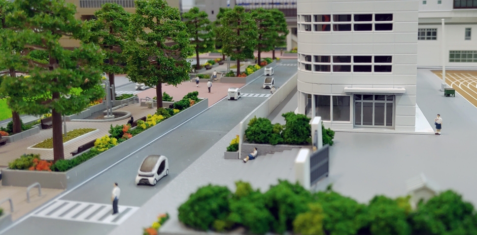 学内構想中のスマートタウンのジオラマ_2