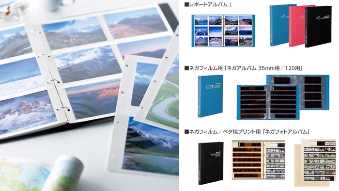 台紙差し替え可能なバインダー式の写真・ネガ収納アルバム 3種発売