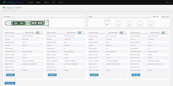 4チャンネルキャプチャ設定画面