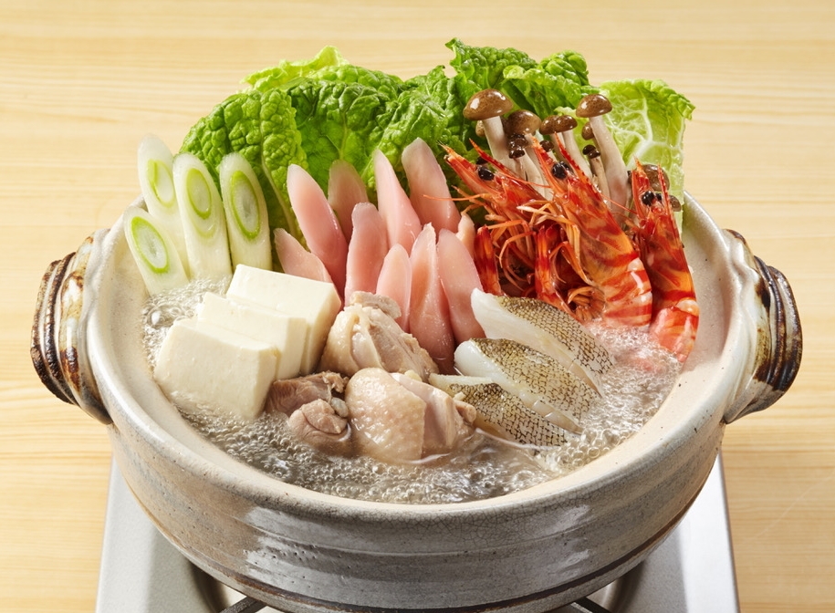 「岩下の新生姜寄せ鍋スープ焼きあご仕立て」調理例