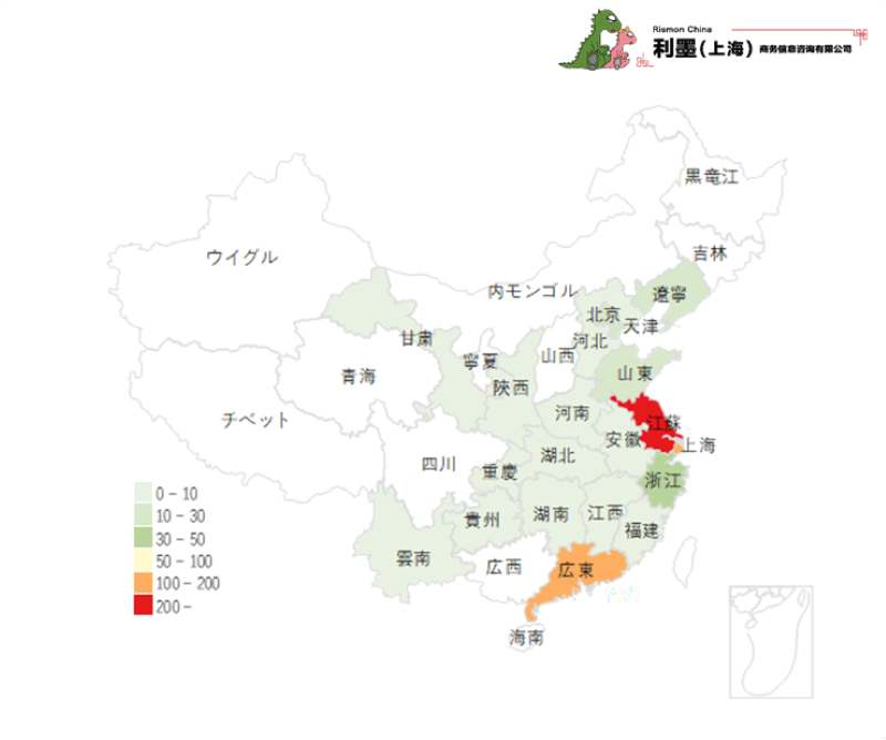 図2　中国日系電子工業の地域分布