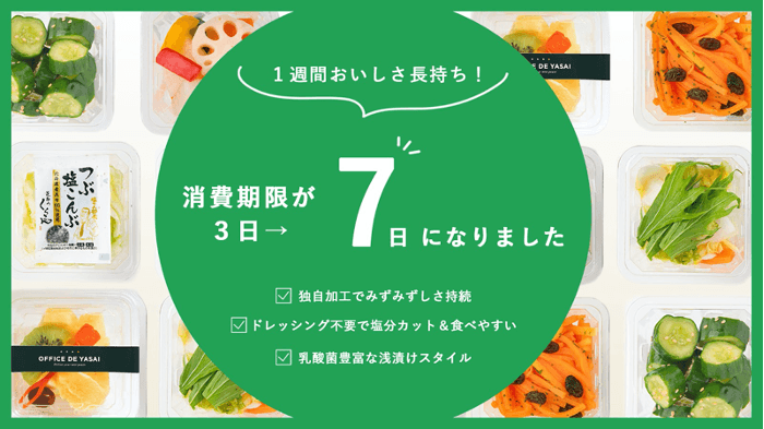 やさいDELIは消費期限7日に！