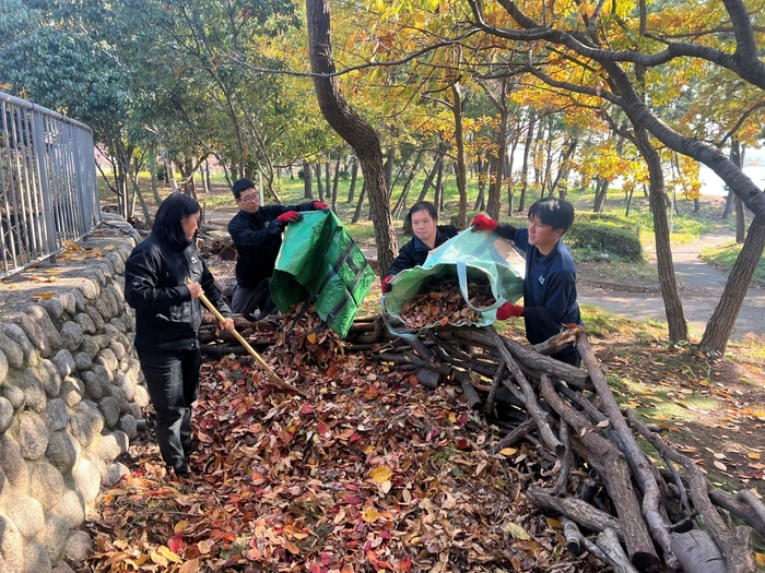 枯れ葉を腐葉土に変えるバイオネスト(2024年11月撮影)