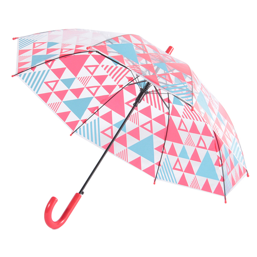 「キッズ ビニール傘 RDBL」幾何学模様の柄のキッズ用のビニール傘。