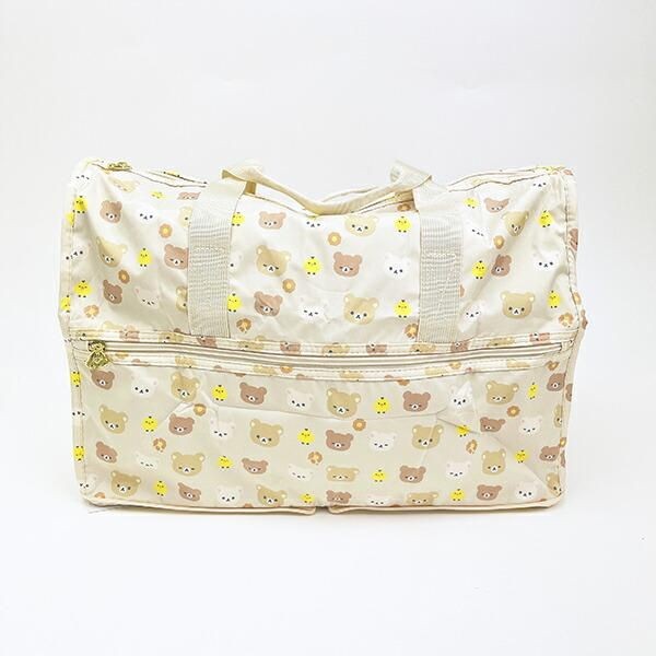 こんなに大きなバッグをコンパクトに収納して持ち歩けるなんて！リラックマの折りたたみボストンバッグ