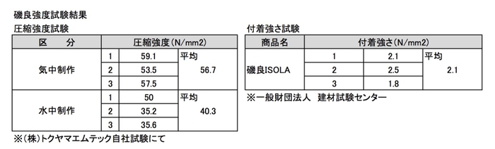 [磯良強度試験表]