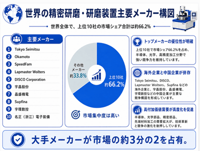 上記の図表/データは、QYResearchレポート「精密研削・研磨装置世界市場調査レポート 2026-2032」から抜粋したものです。ランキングは2025年データに基づきます。最新データは、当社の最新調査データに準拠します。