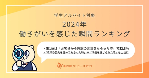 【2024総括ランキング】学生アルバイトの働きがいを感じた瞬間ランキング第1位は「お客様から感謝の言葉をもらった時」職種ごとの傾向も明らかに。