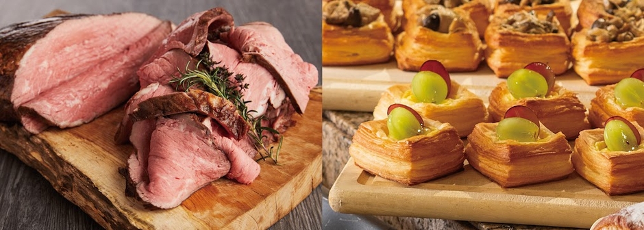 シェフおすすめのダイナミックなローストビーフとベーカリー&パティスリー ファゴット特製の10種類のパン