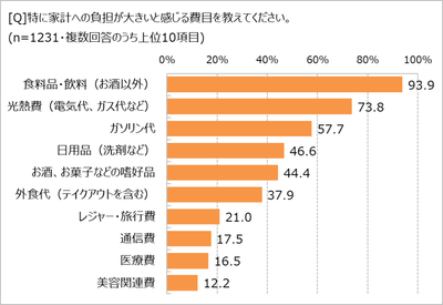 家計への負担が大きく感じる費目