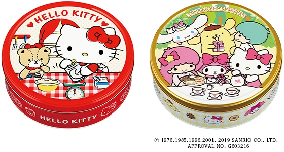 左:バタークッキー缶(ハローキティ)、右:トルテクッキー缶(サンリオキャラクターズ)