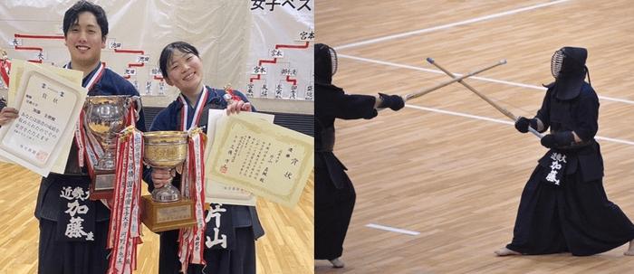 加藤 圭磨選手（左）片山 真楓選手（右）　「第71回関西学生剣道選手権大会」での加藤選手