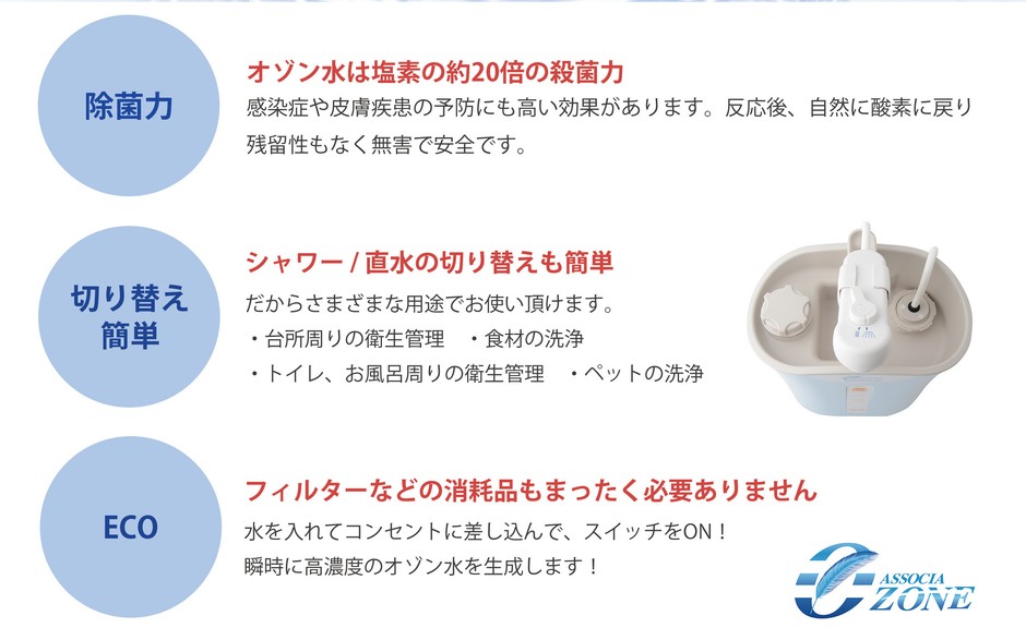美容・オーラルケアにも活用可能！オゾン水生成器 「デオシャワー」と1 