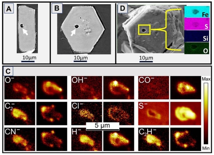 図4 液体包有物のTOF-SIMSによる分析(Nakamura et al., 2022より)(サンプル:C0002-FC012)