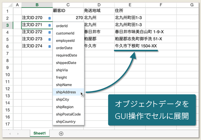 データオブジェクト型セル