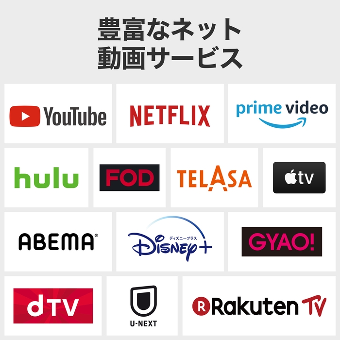 対応ネット動画サービスの抜粋