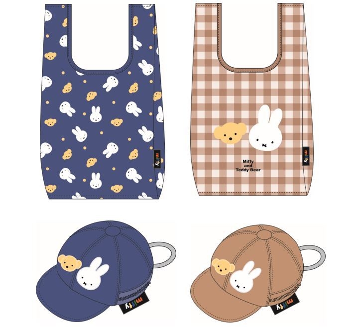 キャップ型ポーチ付きエコバッグ（全２種）