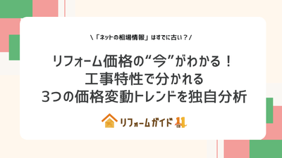 リフォーム価格の“今”がわかる！工事特性で分かれる3つの価格変動トレンドを独自分析