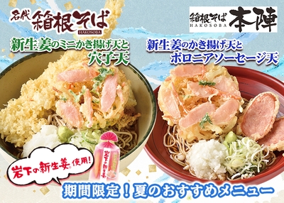 【箱根そば×岩下の新生姜】期間限定!岩下の新生姜を使った夏のおすすめメニュー