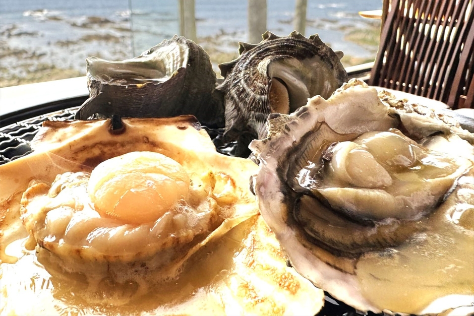 牡蠣・帆立・さざえ 網焼き食べ放題