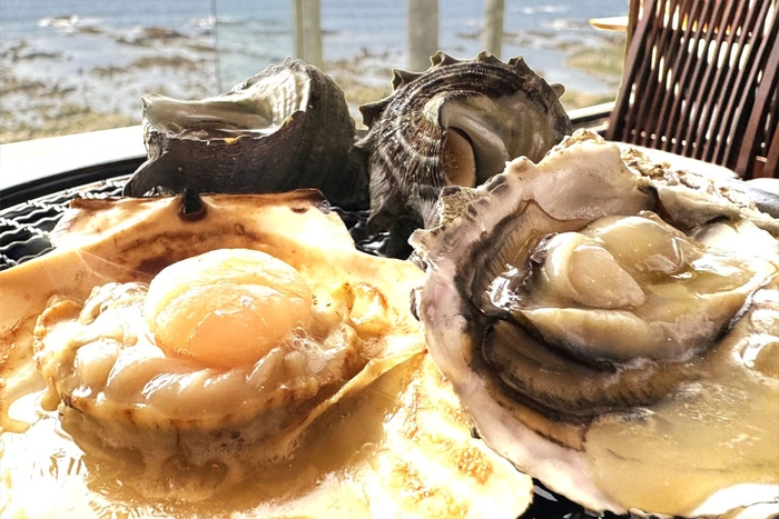牡蠣・帆立・さざえ 網焼き食べ放題