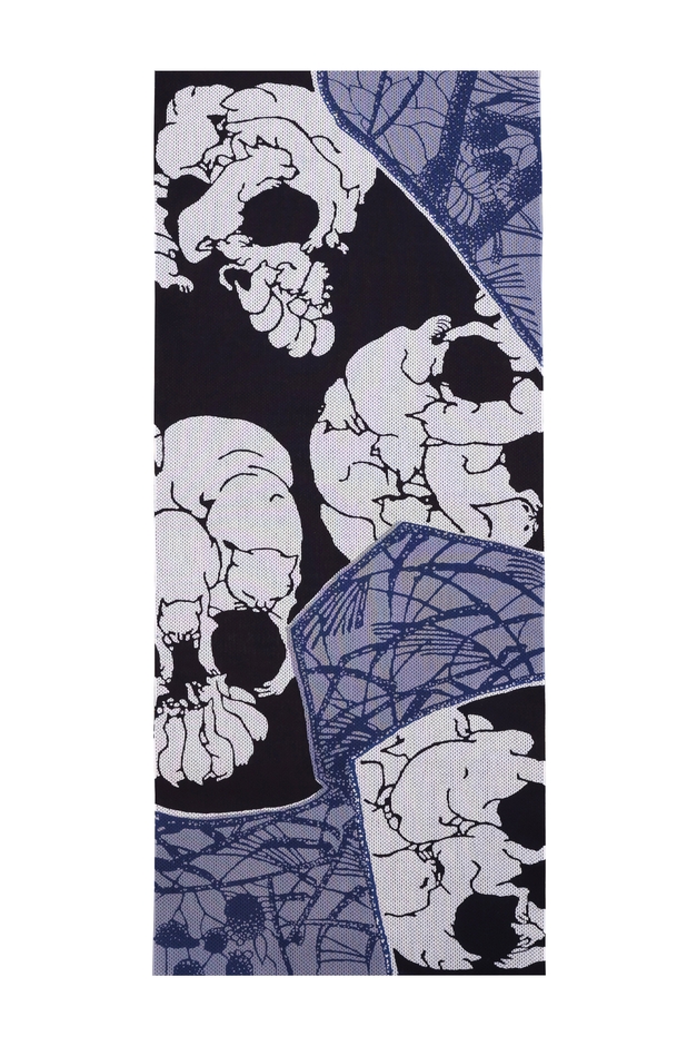 歌川国芳「国芳もやう正札附現金男　野晒悟助」柄番：348／生地：刺し子／生地違いあり／素材：綿100％／反物巾：約40cm×長さ：約13m(乱規格)／反物価格：77,000円(税込)