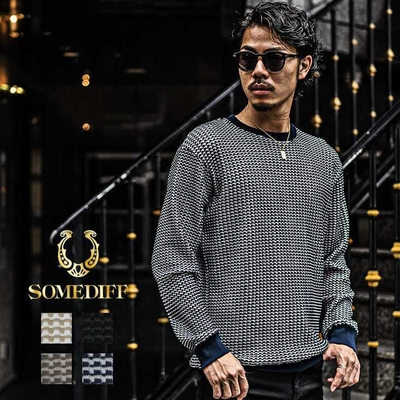 SOMEDIFF/サムディフ 2トーンワッフルトレーナー