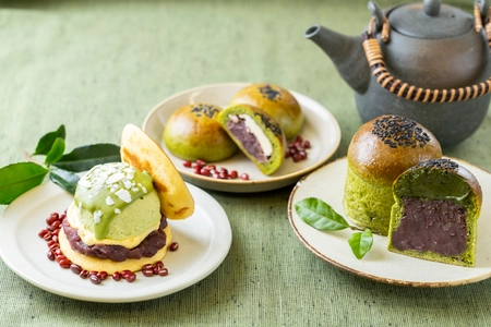 【熱海ばたーあん】 静岡抹茶がほろ苦くさわやかに香る、季節限定の味わい 『熱海ばたーあんパン抹茶』『ばたーあんどら焼き【抹茶】』を 3/7(土)より発売！