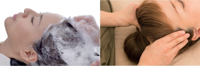 クレンジングスパ施術中の様子 炭酸スパ施術中の様子