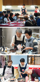 コウさんの調理デモンストレーション+楽しそうに料理する主婦(集合)