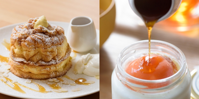 左:ふわふわ あおもりパンケーキ、右:あおもり生プリン