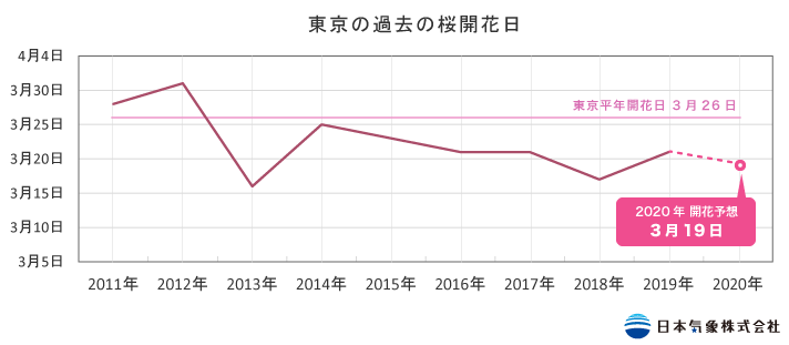 東京の過去の桜開花日