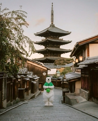 白くまの ろぅ くんが京都の街をお散歩するかも!?